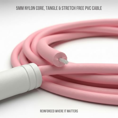 Elevate Rope Jump Rope for Men & Women, 5mm PVC Cable, 10 ft Adjustable - color: Matte Pink