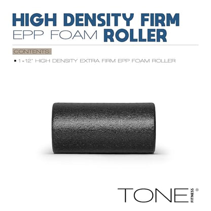 TONE Fitness Firm High-Density Foam Roller for Exercise, Massage & Recovery - color: Black, size: 12 Inch