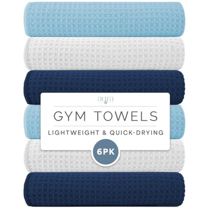 S&T INC. Microfiber Gym Towels, 6 Pack, 16" x 27" - color: Blue