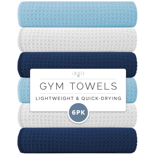 S&T INC. Microfiber Gym Towels, 6 Pack, 16" x 27" - color: Blue