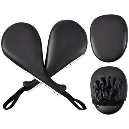 Poen 4 Pcs Taekwondo Kick Pads Set with Focus Mitts and Double Kick Paddle, Martial Arts Training Equipment for Kids Adults, Karate Kickboxing Punching and Kicking Practice Gear - color: Black