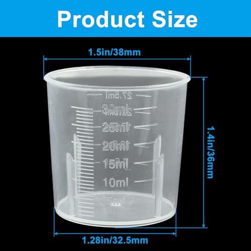 Waziaqoc 30ml/1.02oz Plastic Graduated Beaker (6 Pack), Transparent PP Measuring Cup Mixing Cup for Kitchen Lab - color: 6pcs, size: 30 ml