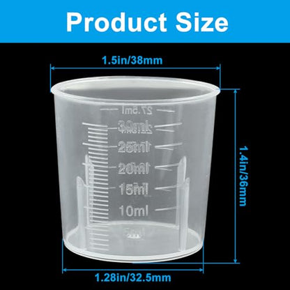 Waziaqoc 30ml/1.02oz Plastic Graduated Beaker (6 Pack), Transparent PP Measuring Cup Mixing Cup for Kitchen Lab - color: 6pcs, size: 30 ml