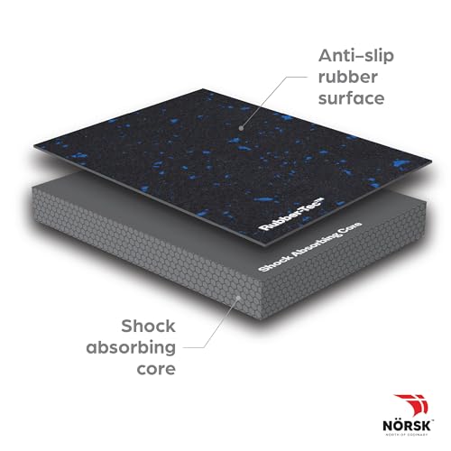 Norsk Rubber-Tec Gym Floor Tiles, Black/White Flecks, 4-Pack