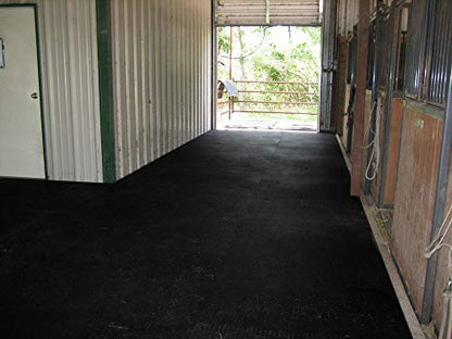 American Floor Mats - Horse/Stable Mats - Heavy Duty Stall Mats - Thick, Durable Rubber Flooring Solid Black 1/2" Thick – 4' x 50' Roll - size: 1/2" Thick – 4' x 50' Roll