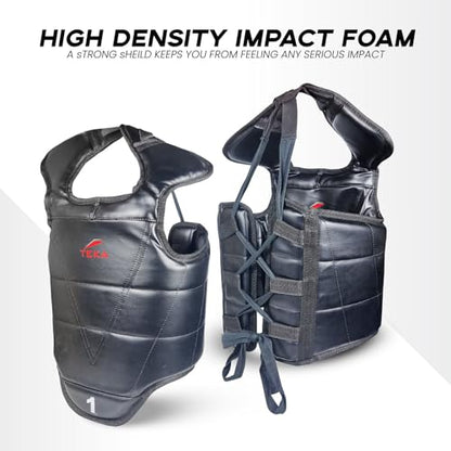 Chest Protector for Kickboxing, Sparring Training Heavy Punching, Boxing Body Protector Adjustable Shield, Martial Arts Upper Belly Protection Pad, Taekwondo - size: Large (Black)