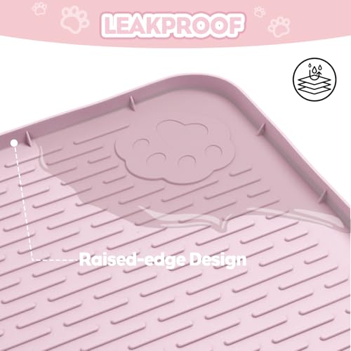 Cat Litter Mat, Extra Large 40" x 28" Silicone Mat Litter Trapping Mat for Scatter Control, Soft on Kitty Paws, Easy to Clean (Pink) - color: Pink
