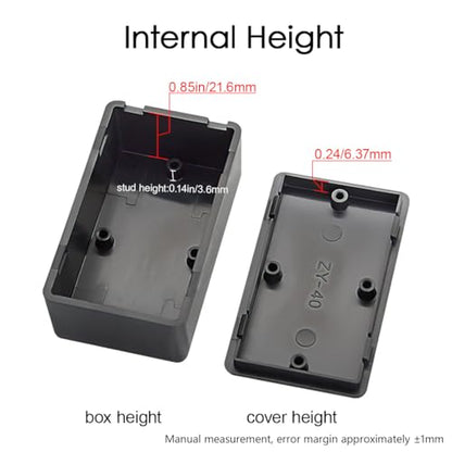 5Pcs ABS Plastic Electrical Project Case Power Junction Box, Project Box Black 2.4 x 1.4 x 1.0 inch (61 x 36 x 25 mm) - size: 2.4" x 1.4" x 1.0"(5pc)