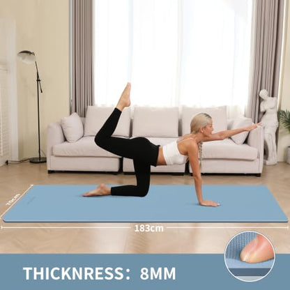 8mm Thick Yoga Mat Non Slip for Women Men - color: Blue-gray+Navy blue