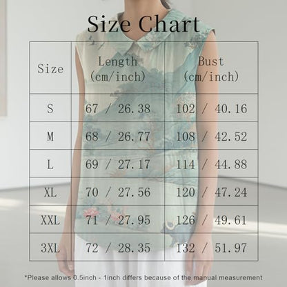 domirica Graceful Japanese Art Pattern Sleeveless Collared Tank Top Soft Casual Boho Sleeveless Tshirts for Women - color: Lotus-f, size: Large