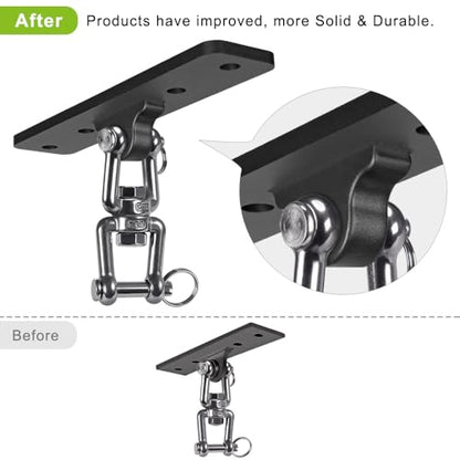 Dolibest Hammock Chair Hanging Kit, Heavy Duty Swing Hanger (180°+360° Rotation) with Spring for Indoor Outdoor Playground Hanging Swing, Hammock Chair, Punching Bags, Easy to Install - color: Black Swing Hanger With Spring