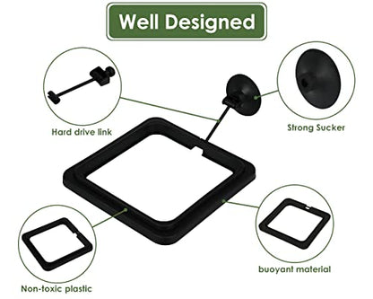 Fish Feeding Ring 2 Pieces Aquarium and Tank Floating Rings Food Feeders with Suction Cup(Black)