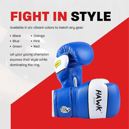 Kids Boxing Gloves for Kids Children Youth Punching Bag Kickboxing Muay Thai Mitts MMA Training Sparring Gloves - color: Blue, size: 6 oz