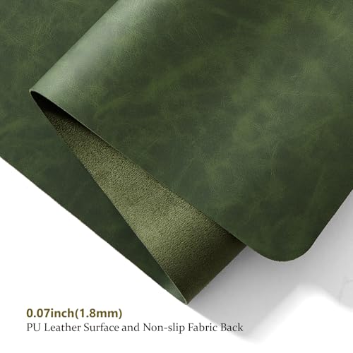 Distressed Leather Desk Mat - Non-Slip PU Desk Pad for Office and Home - Desk Organization and Accessories - Ideal for Large Mouse Pad and Desk Mats on Top of Desks(Forest Green,36"x 17")