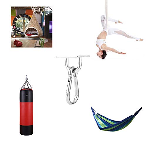 heyous 2 Set M8 Suspension Ceiling Wall Mount U Hook Anchor Hanger Stainless Steel Heavy Duty Multi Purpose Hammock Swing Ceiling Hook Rhombic Base Plate with Snap Hook - color: Rhombic, size: M8