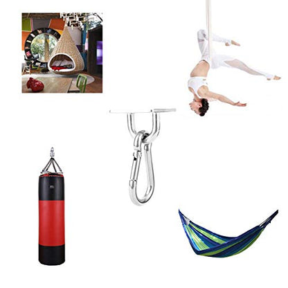 heyous 2 Set M8 Suspension Ceiling Wall Mount U Hook Anchor Hanger Stainless Steel Heavy Duty Multi Purpose Hammock Swing Ceiling Hook Rhombic Base Plate with Snap Hook - color: Rhombic, size: M8