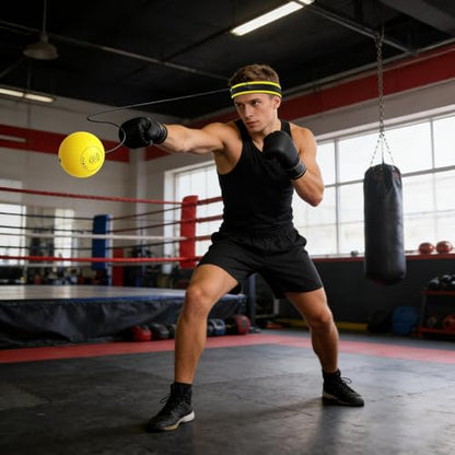 Boxing Reflex Ball Headband Multifunctional Fun Effective Hand Eye | Beginners Reflex Punching Ball Boxing Gear for Adults Enthusiasts Families Friends Amateurs Lovers Fun Sp - color: Yellow ball