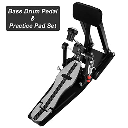 TENTOTEN Bass Drum Practice Pads, Folding Bass Pedal Practice Pad for Training - Real Feel High Density Rubber Rebound