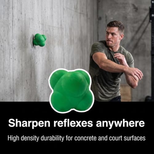 Agility Bounce Reaction Ball, Rubber Six Knob Reflex Trainer - color: Green