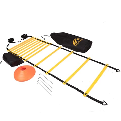 SagaSave Speed Agility Training Equipment Set Training Equipment Includes Agility Ladder Resistance Parachute 5 Agility Disc Cones 4 Steel Pegs