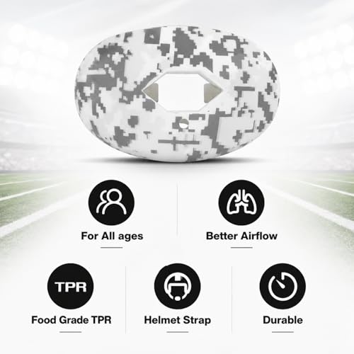 Football Mouth Guard with Strap, Breathable MouthGuard for Youth and Adults, Teeth and Lip Protector - color: Pixel