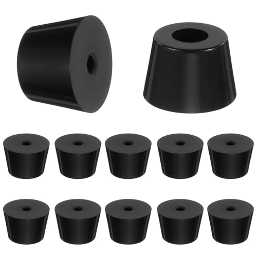 HARFINGTON 12Pcs Anti Vibration Rubber Feet 1.1" L x 0.8" W x 0.7" H 0.2" Dia Isolator Rubber Bumper Air Compressor Foot Pads for Generators Pressure Washers, Black