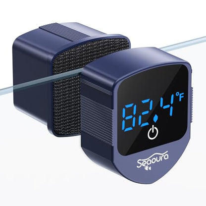 Aquarium Magnetic Cleaner with Thermometer, Fish Aquariums Mini Magnet Brush Only for Glass Tank,Tiny Magnets Clean Floating Cleaning ToolAlgae Scrapers(Blue) - color: Blue