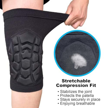 Adult Knee Pads for Men & Women - Elastic Sleeves & Flexible Pads, Black M - size: Medium