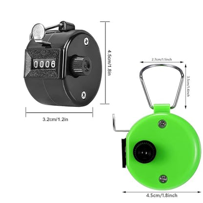 TESEAS Clicker Counter Handheld Tally Counter 4-Digit Number Counter, 2 Pack Hand Mechanical Counters Clickers Pitch Umpire Click Counter for Coaching, Knitting, People, Lap, Fishing, Golf, - color: Black Green