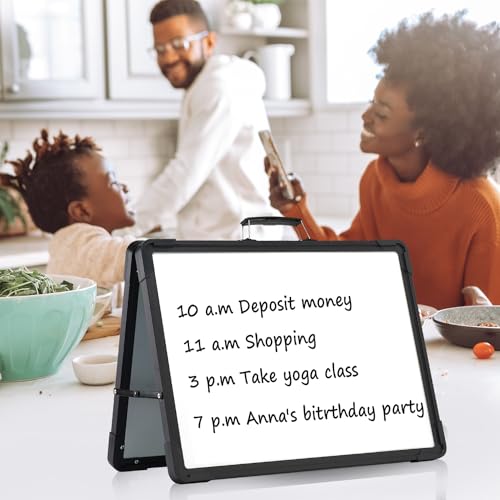 Small Dry Erase White Board - TSJ OFFICE 12" x 16" Mini Easel Desktop Double Sided Whiteboard, Portable Magnetic Board on Table Top with Holder for Drawing, Teacher Instruction, Memo Board - color: Black