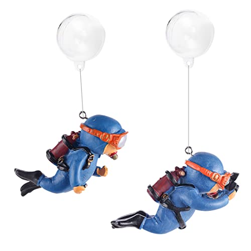 2 Pack Fish Tank Decorations, Cute Diver Aquarium Ornaments Decor Toy with Funny Floating Device Aquarium Accessories for All Kinds of Fish and Aquatic Pets (2Pcs Blue) - color: 2pcs Blue