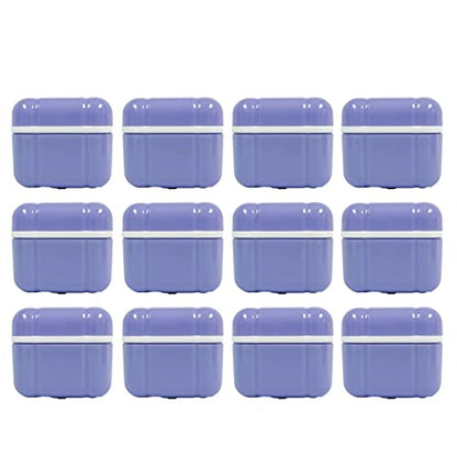 Denture Bath Case Cup Box Holder with Basket, Storage Container Care for Dentures, Clear Braces, Night Guard & Retainers,Traveling (Lavander) - color: Lavander