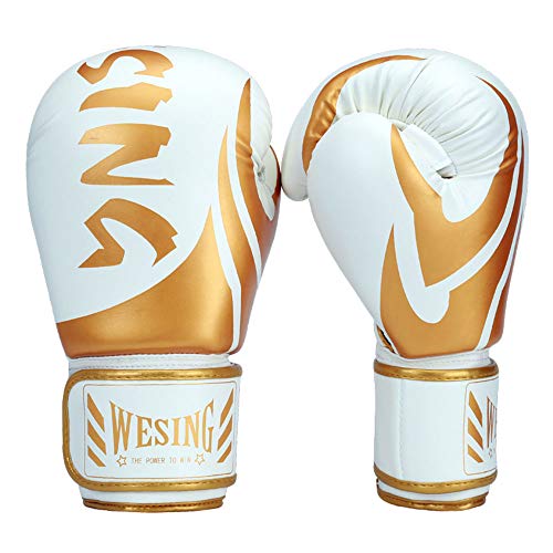 WESING Boxing Gloves for Men 14 Oz MMA Training Sparring Gloves 16 Oz Punch Mitts - color: White, size: 12 Oz