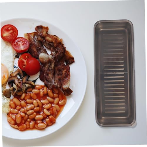Garneck Stainless Steel Bacon Keeper Container Refrigerator Meat Storage Box with Lid for Food Preservation Storing Shrimp Chicken Fish and More