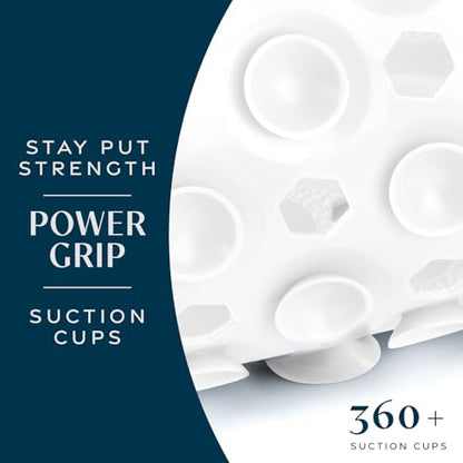 SlipX Solutions Power Grip Bathtub Safety Mat | Precision Grip Technology for Longer, Stronger, & Softer Wet Surface Protection | Solid White 39"x16" - color: Solid White
