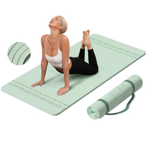 PAIDU Large Yoga Mat 72"x36"x10mm Non-Slip Exercise Mat for Home Gym Studio | Extra wide & thick non-slip yoga mat, works on all floors, ideal for stretching, yoga studio, gym and home workouts - color: Green