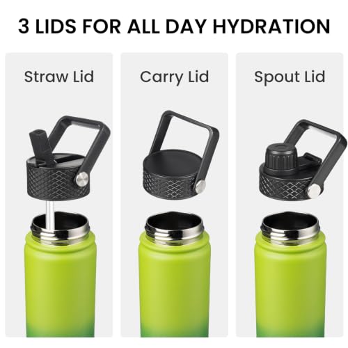 Konokyo 22 oz Insulated Stainless Steel Water Bottle with Straw Lid - color: Bamboo Grove, size: 22 Ounces
