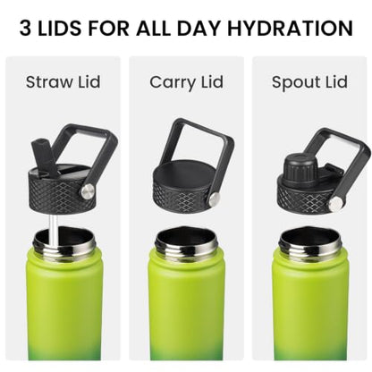 Konokyo 40 oz Insulated Stainless Steel Water Bottle with Straw Lid - color: Bamboo Grove, size: 40 Ounces