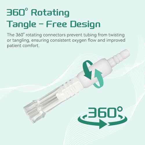 Oxygen Tubing Swivel Connectors, 360° Rotating for Oxygen Cannula, Hose and Tube Connectors, Prevents Tube Tangles, Travel and Home Use, Standard Size - Male/Female (5 Pack)