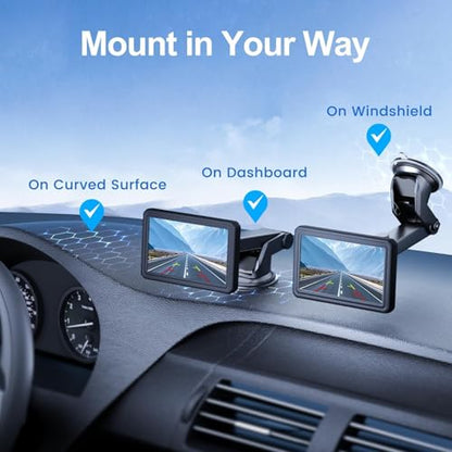 EWAY Suction Cup Mount for CarPlay Display, Backup Camera Monitor, Extended Arm with 360° Rotation, 4-Tab Bracket Replacement Dashboard Windshield Holder for 7-11" Apple Carplay, Android Auto Screens
