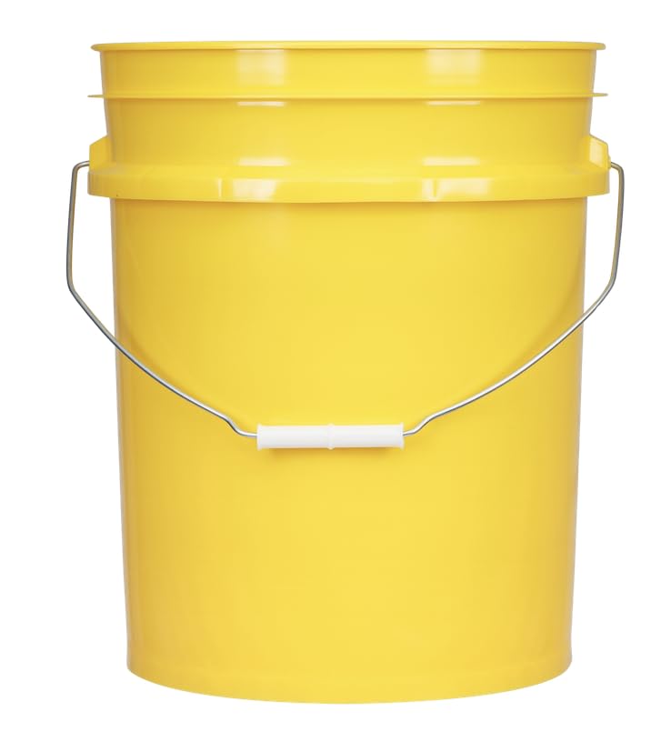 5 Gallon Premium HPDE Plastic Bucket - Made in USA Food Grade Storage Container, BPA Free All Purpose Pail (2, Yellow) - color: Yellow