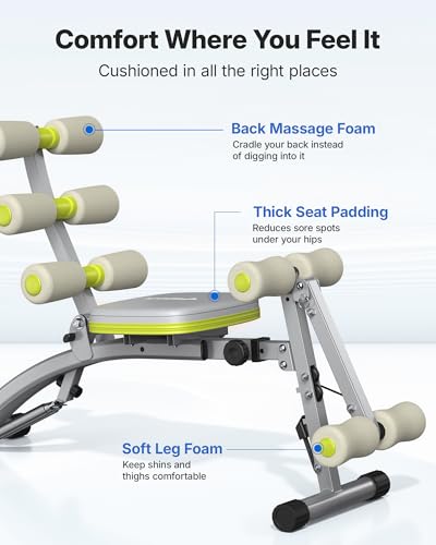MERACH Ab Machine, Adjustable Ab Trainer, Sit Up Exercise Equipment 300LBS - color: Gray Green