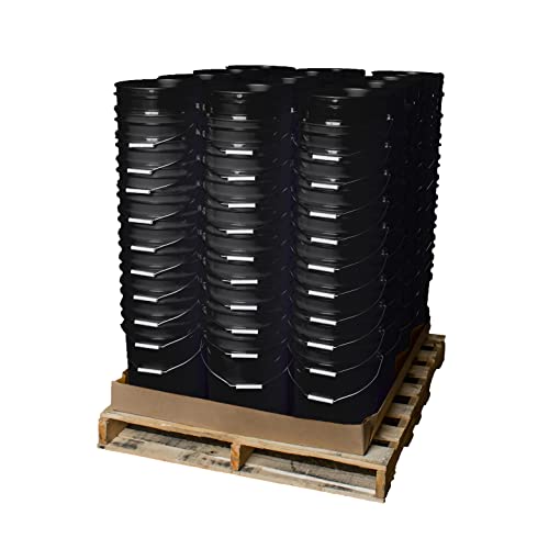 5 Gallon Bucket - Food Grade Bucket, Metal Handle Grip, BPA-Free, Heavy-Duty 90 Mil HDPE Plastic Pail, Stackable Utility Container, Made in USA, Lid Not Included, Black, 120 Packs - color: Black, size: 120 Packs