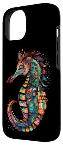 Seahorse Colorful Ocean Life Art Aquarium Lover Black Case for iPhone 14