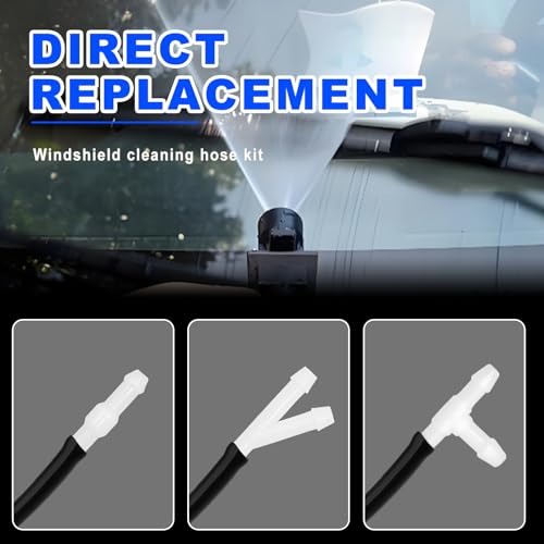 4 Meter Universal Car Windshield Washer Hose Tube Replacement Kit with 12 Connectors for Windshield Wiper Jet Nozzle Repair and Glass Washing System Maintenance