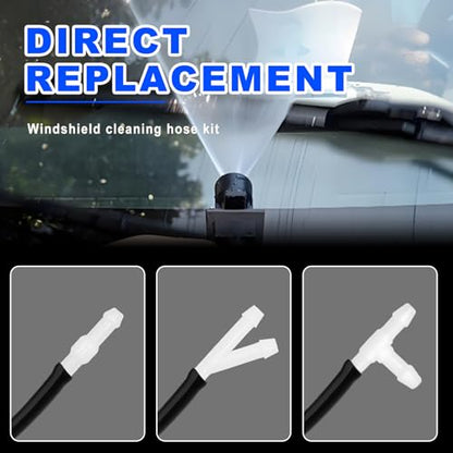 4 Meter Universal Car Windshield Washer Hose Tube Replacement Kit with 12 Connectors for Windshield Wiper Jet Nozzle Repair and Glass Washing System Maintenance