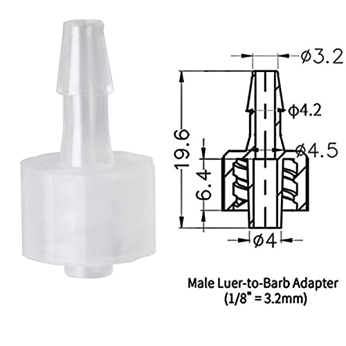 MEETOOT 10pcs Luer-to-Barb Adapter Male Luer with Lock Ring 1/8" Hose Barb Screw Quick Connector Plug 3.2mm for Laboratory Biochemical/Analytical Instruments and Food Machinery