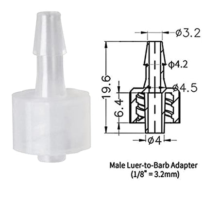 MEETOOT 10pcs Luer-to-Barb Adapter Male Luer with Lock Ring 1/8" Hose Barb Screw Quick Connector Plug 3.2mm for Laboratory Biochemical/Analytical Instruments and Food Machinery