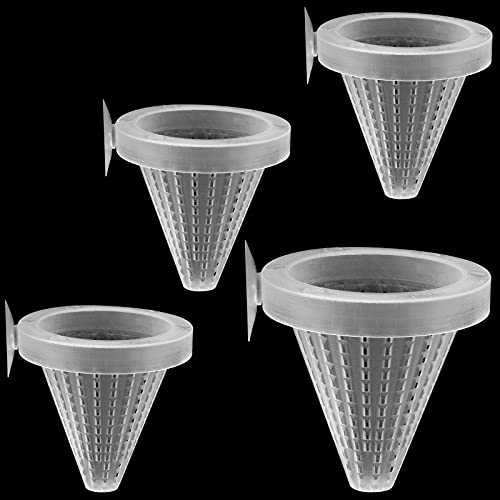 4PCS Aquarium Nematode Feeder, Live Blood Worm Plastic Cone Cup Shape Basket Feeder for Feeding Fish with Suckers