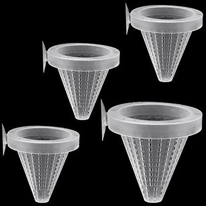 4PCS Aquarium Nematode Feeder, Live Blood Worm Plastic Cone Cup Shape Basket Feeder for Feeding Fish with Suckers